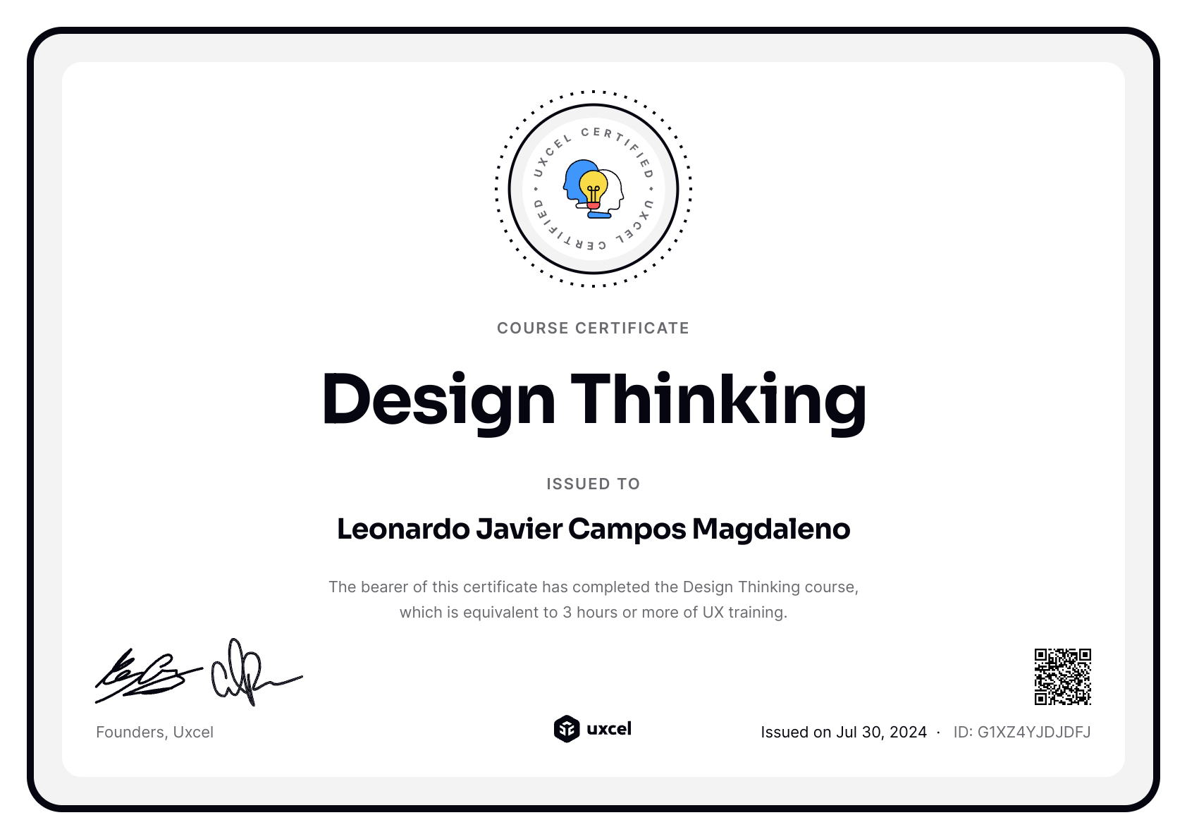 Leonardo Javier Campos Magdaleno's certificate